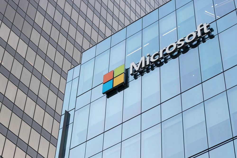 Microsoft logo is seen at the company's Vancouver campus in Canada